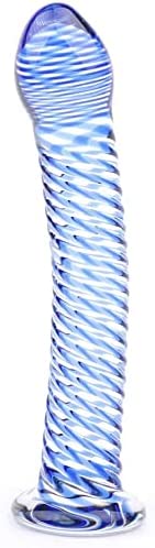 BeHorny Glass Dildo Sex Toy, 19 cm, Blue Twister