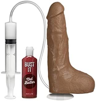 Doc Johnson Squirting Realistic Cock, 1 oz. Nut Butter, Brown