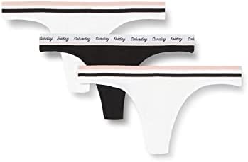 Iris & Lilly Women's Cotton Thong Knickers, Pack of 3