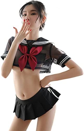 Sexy Cosplay Sailor Suit Schoolgirl School Uniform Underwear Set Mini Dress