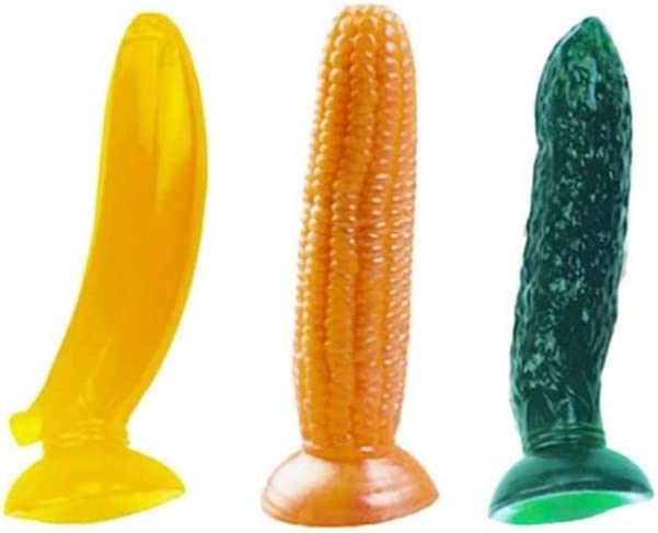 Silicon Suction Dildo Fruit Banana Cucumber Corn Cock Clitoral G-spot Anal Stimulator Adult Sex Toy Magicnitz (Corn)