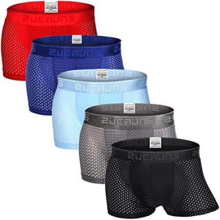 Zueauns Mens Mesh Boxers Ice Silk Underwear Breathable Boxer Shorts Multipack