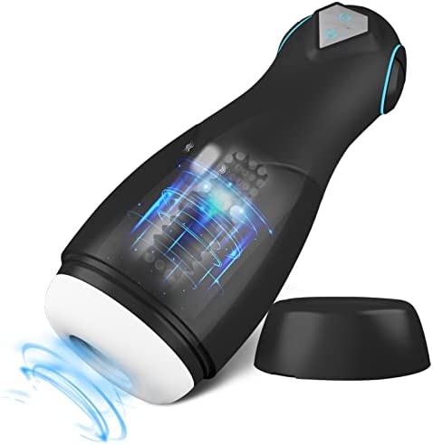 Electric Male Masturbator Cup with 5 Suction 12 Vibrating for Penis Stimulation, LVFUNCO Automatic 3D Textured Blowjob Pocket Pussy for Men Masturbation Penis Stimulation, Adult Male Stroker Sex Toys