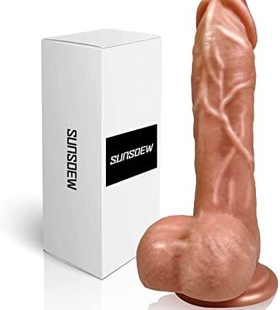 Realistic Dildo for Beginners Lifelike Huge Silicone Dildo, with Strong Suction Cup for Hands-Free Play, Realistic Penis for G-Spot Stimulation Dildos Anal Sex Toys for Women and Couple 7.8" (Brown)