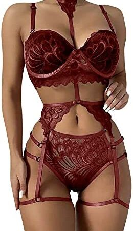 AMhomely UK Stock Sale Women Sexy Solid Color Bralette Panty Strappy Lace Embroidery Lingerie Set Babydoll Sleepwear Nightwear Set Ladies Comfort Cotton Everyday Bra Gift for her Girls