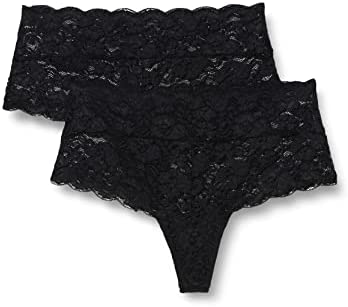 Iris & Lilly Women's Lace High Waist Thong Knickers, Pack of 2