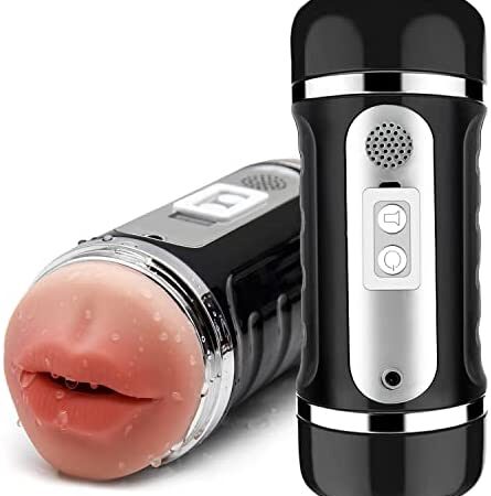 Masturbator Cup,Pocket Pussy Electronic,Sex Toy for Men, 2 in 1 Vagina and Mouth Penis Stimulator Masturbation,Multiple Levels of Vibration,Portable with Female Moaning Erotic Sex Toy