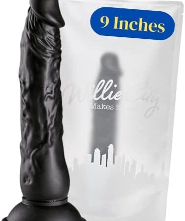 Willie City Black Dildo - Realistic Suction Cup Dildo from Sinful - 9 Inch Dildo Realistic - Penis Dildo for Women, Men and Couples - 23 cm - Black